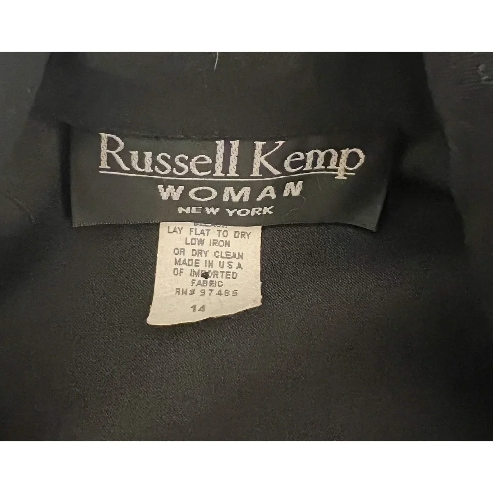 Russell Kemp Black Faux Seude Blazer Jacket Womens Textured Semi Sheer Sleeve - Picture 10 of 10